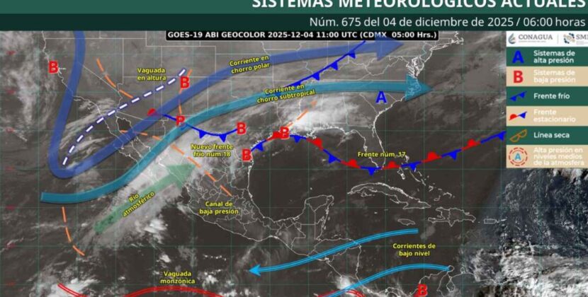 ATENCIÓN: LLEGA EL FRENTE FRÍO 18 — SE PRONOSTICAN AGUACEROS, VIENTOS FUERTES Y AMBIENTE GÉLIDO EN VARIAS REGIONES